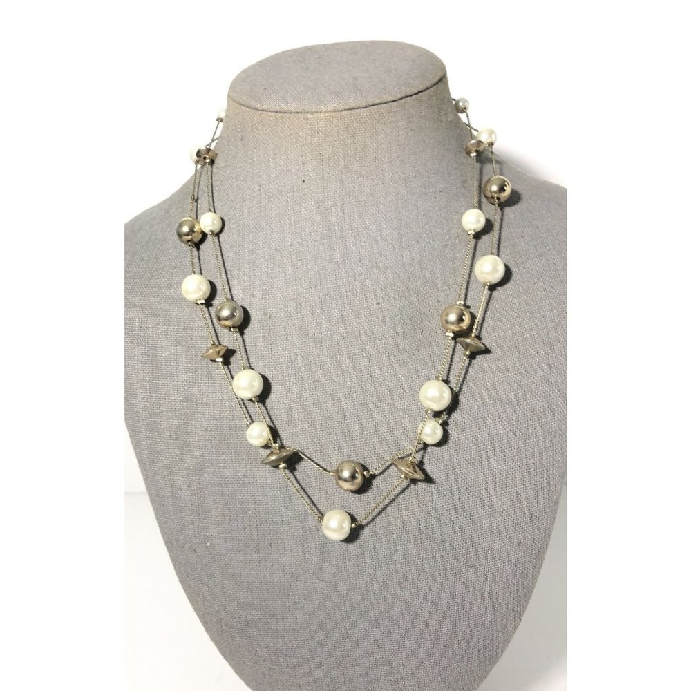 Women’s Multi-strand Faux Pear W/ Metal Ball Charms Pendant Necklace. Adjustable
